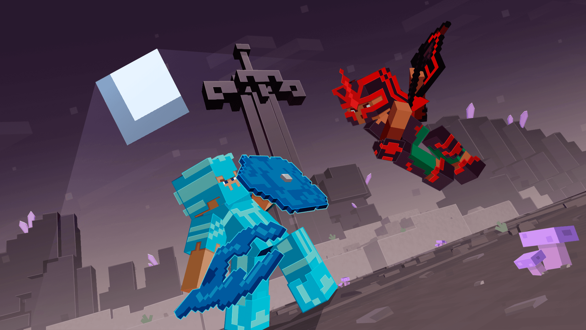 Two Galithin warriors battling in a moonlit arena